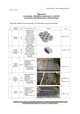 Ogłoszenie o sprzedaży materiałów pozostałych z rozbiórki po