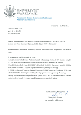 Informacja z otwarcia ofert, o kt&oacute;rej mowa w art. 86 ust 5 Ustawy pzp