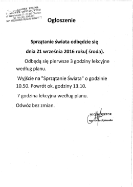 Page 1 Ogłoszenie Sprzątanie świata odbędzie się dnia 21