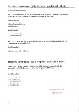 Harmonogram etapu pisemnego i praktycznego