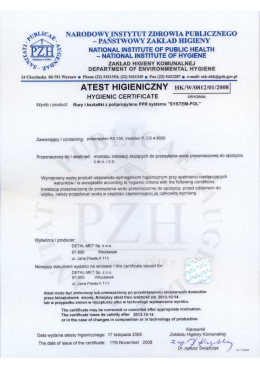 Atest rura i kształtka PPR