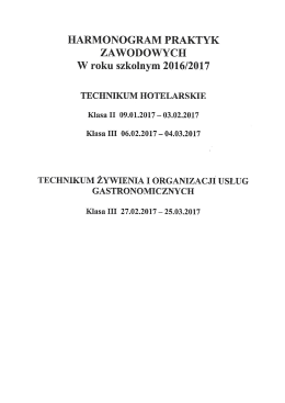 Page 1 HARMONOGRAM PRAKTYK ZAWODOWYCH W roku