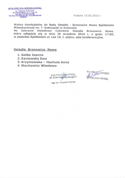 Wykaz Kandydat&oacute;w do ROBN - Sp&oacute;łdzielnia Mieszkaniowa im
