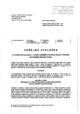 Veřejná vyhláška o vydání aktualizace zásad územního rozvoje