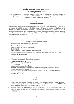 Veřejnoprávní smlouva o poskytnutí dotace