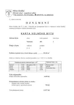 Karta volného bytu č. 2 v čp. 483 ul. Nádražní v Králíkách