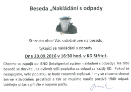Page 1 Beseda „Nakládání s odpady Starosta obce Vás srdečně zve