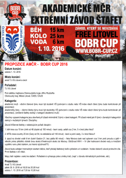 PROPOZICE AMČR - BOBR CUP 2016