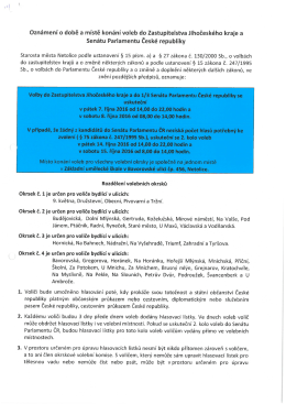Oznámení o době a místě konání voleb do Zastupitelstva
