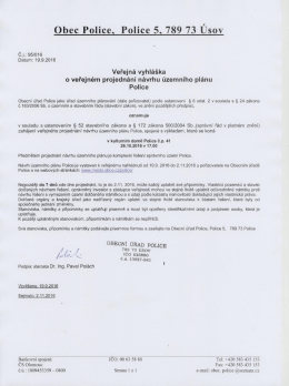 Veřejná vyhláška o veřejném projednání ÚP Police