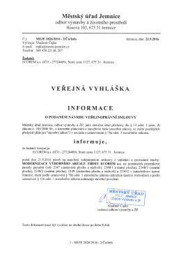 Informace o podaném návrhu veřejnoprávní smlouvy