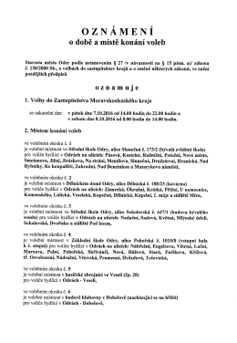 Oznámení o době a místě konání voleb