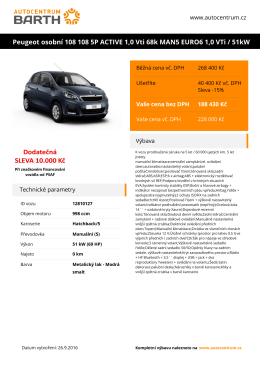 Peugeot osobní 108 108 5P ACTIVE 1,0 Vti 68k MAN5 EURO6 1,0