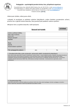 školní dotazník - Pedagogicko-psychologická poradna Karlovy Vary