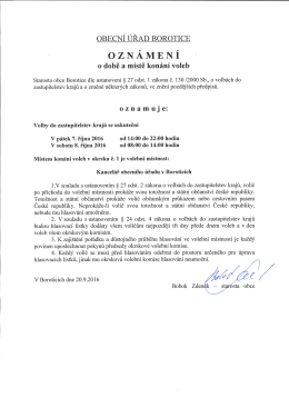 Oznámení o době a místě konání voleb
