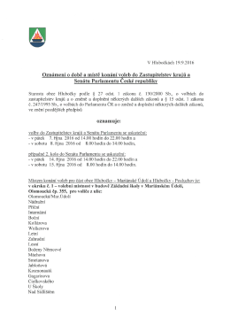 Ozn&aacute;men&iacute; o době a m&iacute;stě kon&aacute;n&iacute; voleb do Zastupitelstev