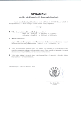 Page 1 OZNÁMENÍ o době a místě konání voleb do zastupitelstva