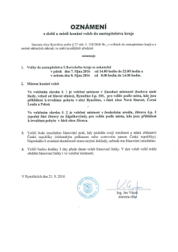 Oznámení o době a místě konání voleb do zastupitelstva