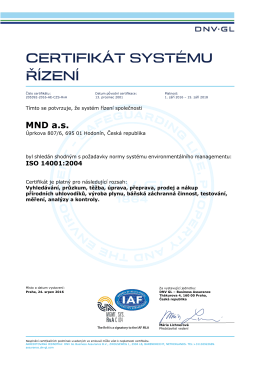 certifikát systému řízení