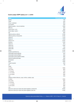 Ceník analytických rozborů surovin a potravinářských výrobků