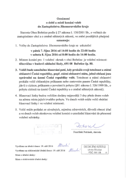 Volby se uskutečn&iacute; 7. a 8. ř&iacute;jna t.r. v tělocvičně m&iacute;stn&iacute; Z&Scaron;.