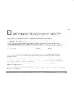 Oznámení o přerušení dodávky elektřiny