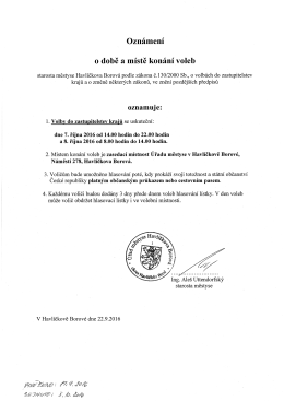Oznámení o době a místě konání voleb