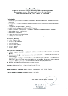 Výběrové řízení na obsazení funkce ředitele/ředitelky Domova pro