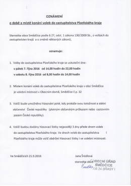 termín a místo konání voleb 2016