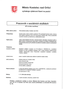 Výběrové řízení na pozici "Pracovník v