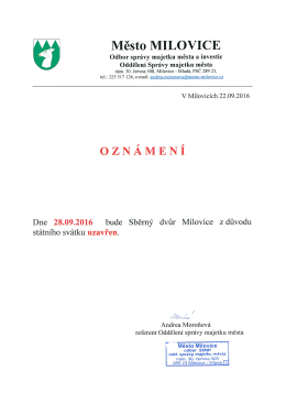 Oddělení Správy majetku města - OZNÁMENÍ