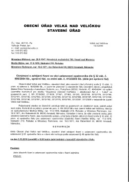 Ustanoven&iacute; opatrovn&iacute;ka - Obec Velk&aacute; nad Veličkou