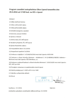 Program zasedání zastupitelstva dne 29.9.2016