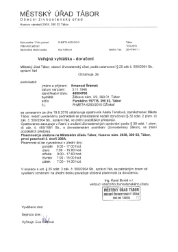 Veřejn&aacute; vyhl&aacute;&scaron;ka - uložen&iacute; p&iacute;semnosti