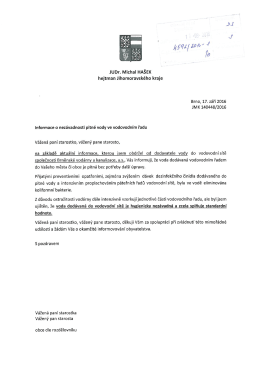Hejtman Jmk - Informace o nezávadnosti pitné vody ve vodovodním
