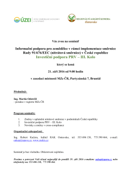 Pozvánka na seminář PRV v Bruntále