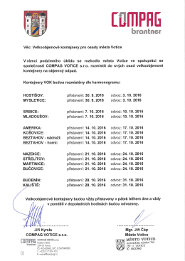 Velkoobjemové kontejnery v osadách města Votice