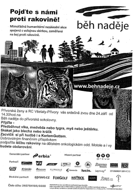 Pozvánka na charitativní akci Běh naděje.