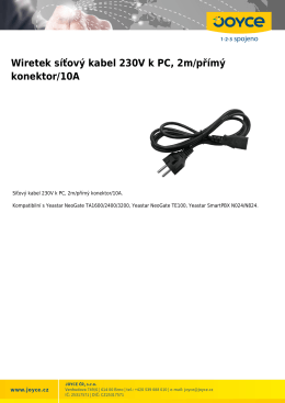 Wiretek síťový kabel 230V k PC, 2m/přímý konektor/10A