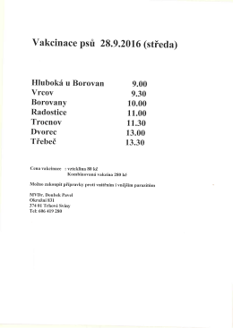 Vakcinace psů 28.9.2016