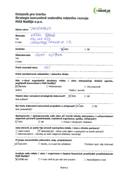 Page 1 sitä ĖJE Dotazník pro tvorbu Strategie komunitně vedeného