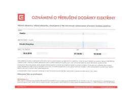 Page 1 E OZN&Aacute;MEN&Iacute; O PŘERU&Scaron;EN&Iacute; DOD&Aacute;VKY ELEKTŘINY