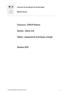 CAPLP Externe Section : Génie civil Option