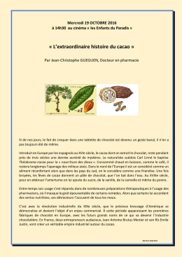 « L`extraordinaire histoire du cacao »