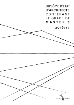 Master 2 - Ecole Nationale Supérieure d`Architecture de Paris La