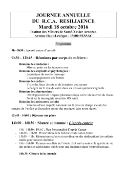 Programme et inscription - Réseau de Cancérologie d`Aquitaine