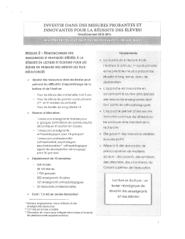 Investir dans les mesures probantes et innovantes