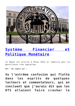 Système Financier et Politique Monétaire