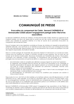 Evacuation du campement de Calais - Ministère du Logement et de l