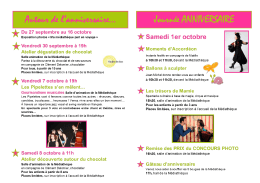 Page 1 Du 27 septembre au 16 octobre Exposition photos &laquo; Ma